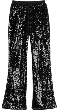 LOLANTA Girls Sequin Pants, Sparkly Disco Flare Trousers, Party, Hip hop Dancewear