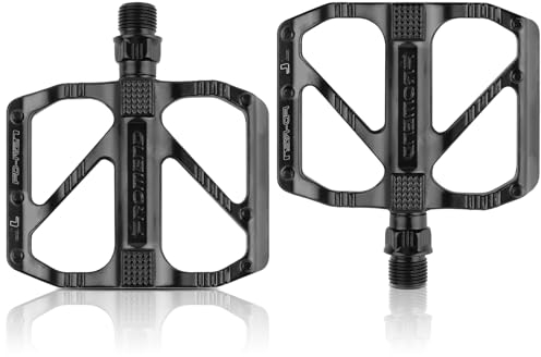 TNOMSNO Fahrradpedale Rennrad Pedale, Fahrradpedale mit reflektierenden Streifen mit DU Abgedichtete Läger & Große Auflagefläche, 9/16Zoll Gewinde Fahrradpedale für MTB Rennrad Stadtrad