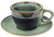 Futelang 237ml Cappuccinotassen 4er-Set - Dickwandige, isolierte, lagerfähige Kaffeetassen und Untertassen aus Keramik mit Ständer, perfekt für Tee, Cappuccino und Latte - Seegrün