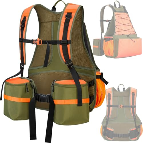 NEW VIEW Upland Hunting Vest for Men - Blaze Orange, Pheasant Hunting Backpack for Bird, Upland Strap Bag with Game Pouch for Quail Hunting