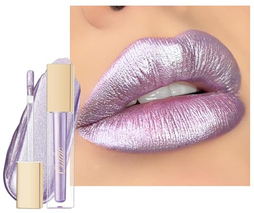 Oulac Diamond Purple Lip Gloss - Metallic Liquid Lip Stain, Long Lasting Lipstick for Women, Waterproof, Transfer Proof, also for Eyeshadow, Highly Pigmented Lip Tint, Vegan, 4.5ml, MD02