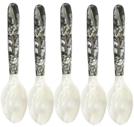 Cucchiaio Per Caviale - Cucchiaio In Madreperla Da 5 Pezzi | Cucchiaio Per Uova | Cucchiaio Da Portata Per Caviale | Cucchiai Per Caviale Con Manici Rotondi | Cucchiai Decorativi Pearl Caviar Server P