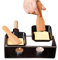 Teelicht Raclette Set,Gourmet Raclette mit Gestell und Spachtel,Raclette-Grill für 2 Personen mit 2 Kerze,Raclette Käse & Grill Antihaftplatte,Raclette Pfännchen (7PCS Set)