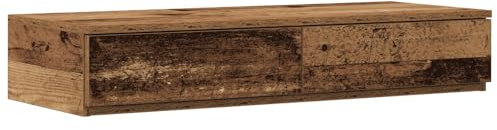 vidaXL Rustikaler Nachttisch mit Zwei Schubladen | Altes Holz Finish Massivholz Altholz Kompakt 80 X 36,5 16,5 cm Ideal für Schlafzimmer Stauraum und Dekoration Holz Kleine Möbel Dekorative Schublade