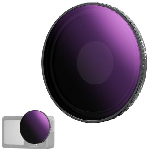 NEEWER Variabler ND Filter, kompatibel mit DJI Osmo Action 5 Pro Action 4, ND8-32 (3-5 Stops), aufschraubbarer Graufilter Objektivfilter, mehrfach beschichtetes optisches HD Glas Action Kamera Zubehör
