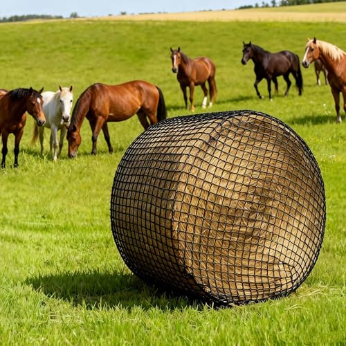 Red de Heno para Caballos, Red de Heno en Pacas Redondas Red de Heno Resistente al Desgaste para Caballos, Tamaño de Malla 4,5 x 4,5 cm, Prolongación de los Tiempos de Alimentación (150x150cm)