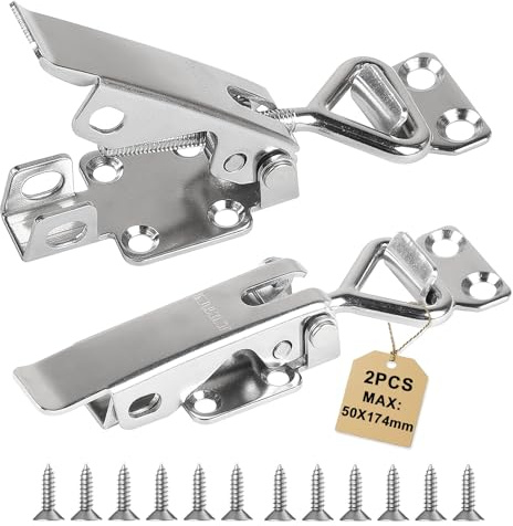 EXLECO 2Pcs Loquet à Bascule Pince Acier Inox Max.50x174mm, Sauterelle de Serrage Réglables 60mm, Fermeture a Levier Capacité de Rétention 17KN Fermoir a Levier Sauterelles de Menuisier pour Armoire