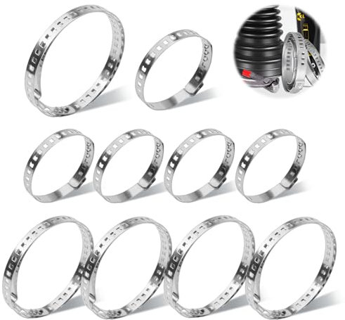 10 Piezas CV Abrazadera Junta Homocinetica, Ajustable de Abrazaderas Metalicas, 5 Piezas Grande (50-120mm) y 5 Piezas Pequeña (25-50mm) Equipo para Instalación del Filtro de Combustible