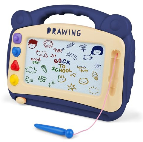 OFFCUP Magnetic Drawing Board, Toddler Boy Girl Toys for 1-5 Year Old, Portable Doodle Pad with Pen, Learning Educational Toys for 1 2 3 Baby Kids Birthday Gift (Large- Blue) Children's Day Gifts