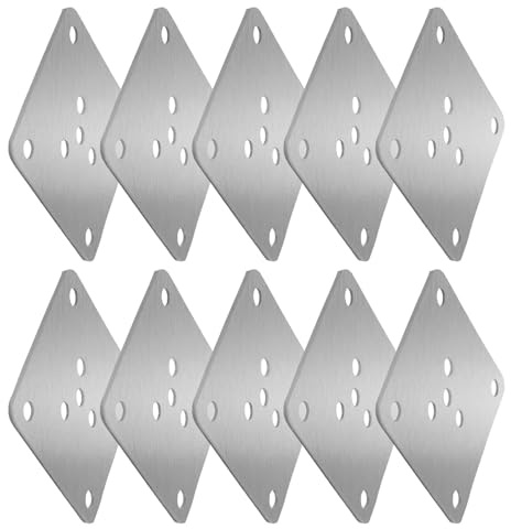 DECHOUS Placas de Fijación para Patas de Sofá y Mesa 6X6 CM Grosor 2 MM 4 Orificios 10 Piezas para Herrajes de Conexión de Muebles y Reparación de Patas de Comedor