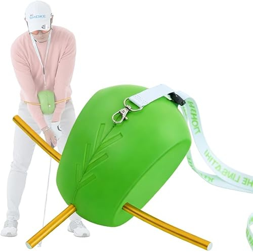 gresonic Balles d’Entraînement de Golf avec Lanière et Tige d’Alignement - Améliorez Votre Mécanique et Structure de Bras (Vert avec lanière)