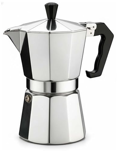 MSQUARE Moka Pot Coffee Maker, Heat-Resistant Handle, Easy to Use and Clean, Authentic Espresso at Home, Secure Locking Lid, Perfect for Brewing Strong Espresso, Cappuccino, Latte, (2 Cup)
