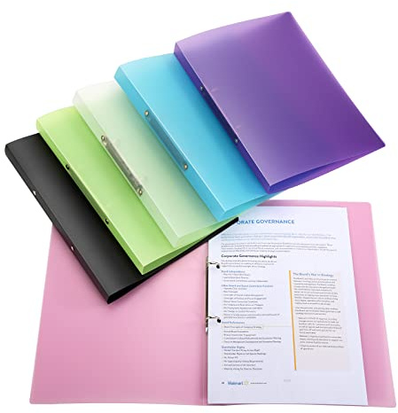 Raccoglitore A4 a 2 Anelli Ø20 mm, Cartella Rigida in Polipropilene Traslucido, Binder per Documenti e Buste Perforate, Porta Documenti per Scuola, Ufficio e Archivio Casa, 6 Colori