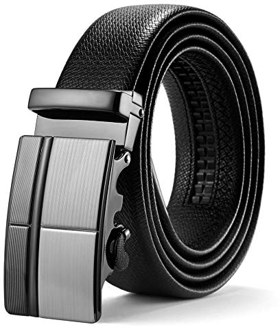 ITIEZY Herren Gürtel Ratsche Automatik Gürtel für Männer 35mm Breit Ledergürtel, Schwarz 100, Länge: Bis zu 49,21 Inches (125cm)