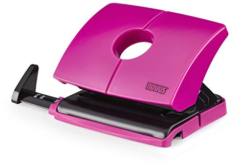 Novus B 216 Color ID Bürolocher (mit Anschlagschiene und Formatvorgaben, Metallunterteil und Kunststoffoberteil, für 16 Blatt) happy rosa