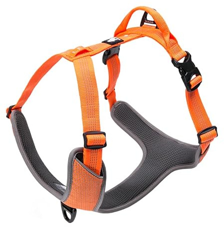 Harnais pour Chien Réglable Réfléchissant sans Traction Gilet Durable pour Animaux de Compagnie Voyage en Voiture Extérieur TLH6071(Orange,S)