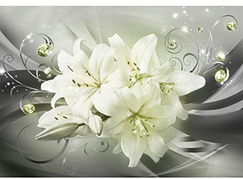 Runa Art Papel tapiz fotográfico 396 x 280 cm flores lirios | Lana Decoración De Pared Sala Cuarto | Fabricación alemana | verde negro 9434012c