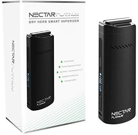 Vaporizzatore Erba e Concentrato (2 in 1) Premio | Nectar Platinum | Garanzia di 2 Anni | Batteria da 3500mAh Aggiornabile, Display OLED, 100C - 240C | 12s Tempo di Riscaldamento (Nero)