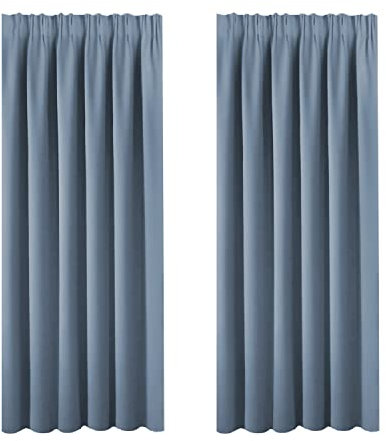 BellaHills Blackout Curtains - Room Darkening Window Curtain Drapes for Living Room Sliding Glass Door Pencil Pleat Draperies for Privacy Protected, 1 Pair, W 90 by L 72 in, Stone Blue