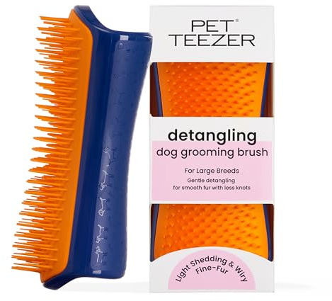 Pet Teezer, spazzola districante e per la toelettatura del cane, colore blu marino e arancione