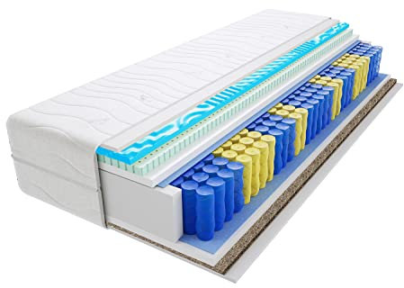 Godre Matratze 200x220 cm Doppelmatratze, H3 & H4 Federkernmatratze, Taschenfederkernmatratze 27 cm Hoch Latex Seegras Profilierter Visco Memory Hypoallergene, HR-Schaum Lima Gras Max Visco Molet