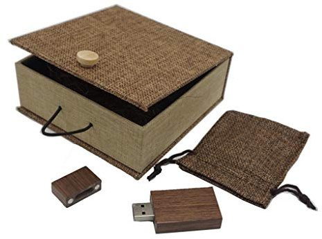 Desuerte Chiavetta USB in Legno di Noce Chiavetta USB con Confezione Regalo di Stoffa da 16 GB per Matrimonio Compleanno Regalo di Anniversario