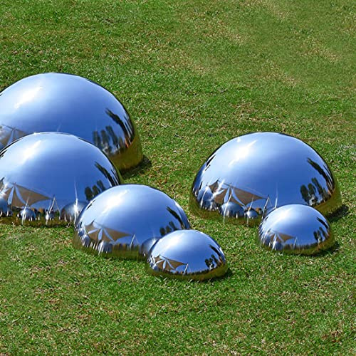 Obelunrp Gazing Boules, 6pcs Miroir en Acier Inoxydable Boules couvertes polies, Hémisphère de Regard sans Couture extérieur, Paysage du Paysage du Jardin pour Demi-sphère pour décoration de la