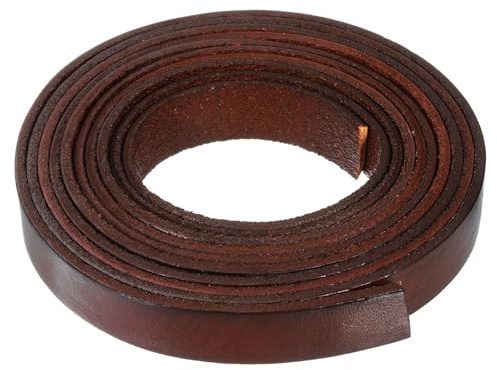 QUARKZMAN 2,2 Yard 15mm Corda in Pelle Vintage Piatta, Strisce Cuoio Spesse 2mm per Creazioni Fai da Te, Braccialetti Cinturini Borsa (Caffè)