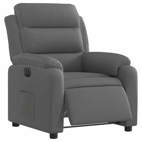 vidaXL Sillón Reclinable Eléctrico, Silla con Respaldo Reposabrazos, Sillón Orejero Ajustable, Asiento para Personas Mayores, Tela Gris Oscuro