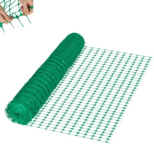 XMTECH Varningsnät 30 m avstängningsstaket, skyddsnät, grönt, 1 m högt, fångstaket, byggstaket, säkerhetsnät staket, nät (1 rulle 30 m)