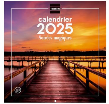 Finocam – Calendrier Images Mural 30 x 30 pour écrire 2025 1 mois par page Janvier 2025 – Décembre 2025 (12 mois) Soirées magiques Français