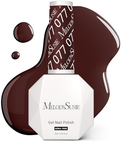 MelodySusie Hema Free Gel Nail Polish, 0.5 Fl Oz Thick Red Brown Gel Polish, Non Toxic, Long Lasting, Soak Off UV Nail Polish, Manicure Nail Design Salon DIY Nail Art at Home 077
