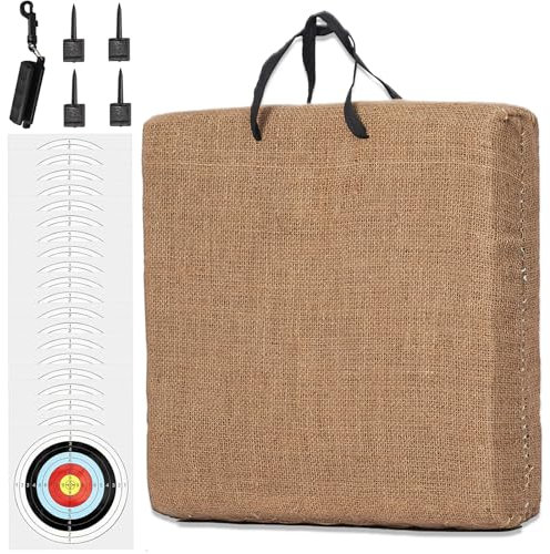 S F Cibles de tir à l'arc pour jardin avec 20 cibles en papier et clou de cible, cible de paille résistante à l'eau pour jeunes débutants adultes pratique du tir en plein air