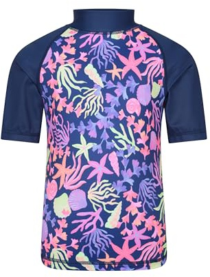 Mountain Warehouse Short Sleeves Kids Rash Vest - UPF50+ Sun Protection Rash Guard, Fast Dry, Flat Seams Childrens Top - for Spring Summer, Swimming & Water Sports Blue Kids Size 3-4 Years