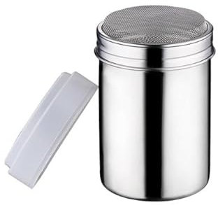 Spandicacao a velo con spargicacao fresco, spargitore per cappuccino, shaker in acciaio inox, copertura per zucchero a polvere, spargisale, caffè, zucchero, sale, cacao, con 1 cucchiaio dosatore