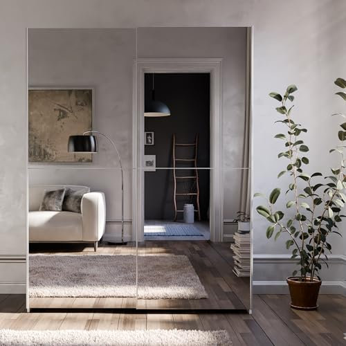 FORTE Schach & MATT Kleiderschrank 150 mit Spiegelfronten, Schwebetürenschrank, 2-türig, Holzwerkstoff, Weiß, 150,1 cm breit, 190,5 cm hoch, 61,2 cm tief