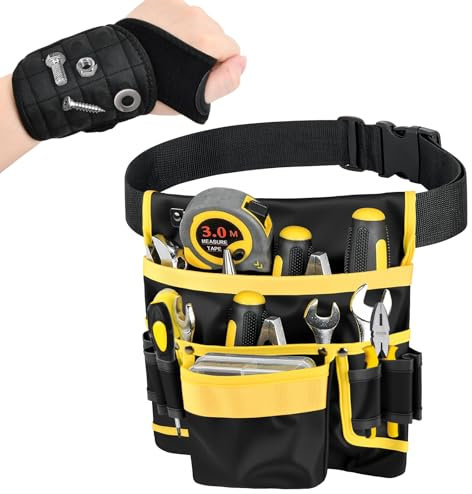 Mapille Ceinture à Outils Amovible et Réglable avec Poches Magnétiques, Bracelet Magnétique pour Électriciens et Ouvriers du Bâtiment