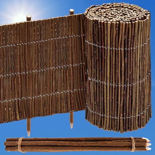 UrFence 300x30 Recinzione Aiuole Flessibile in Salice - Staccionata in Legno Bassa in Rotoli - Cordolo per Aiuole- Divisori Prato e Alberi - Piccolo Recinto Giardino Esterno - Bordura per Aiuola Legno