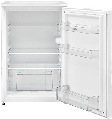 SHARP SJ-UD135T2W-EU Kühlschrank / 135L Nutzinhalt/kleiner Kühlschrank mit stufenloser Temperaturregelung/LED Innenbeleuchtung/Weiß