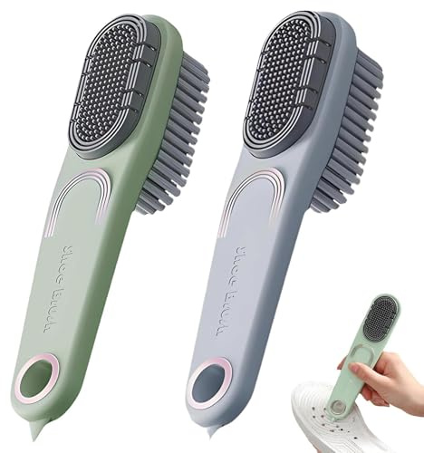 Lot de 2 brosses à chaussures double face - Brosse à chaussures multifonction - Poils durs et doux - Pour chaussures, vêtements et meubles