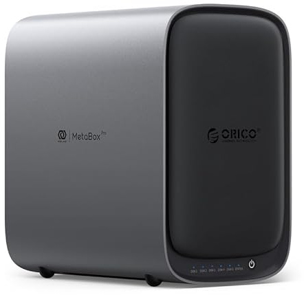 ORICO HS500 NAS Storage, AI Album and Virtual Machine, Flexible RAID Setup, 5* HDD Slot, 2 * M.2 NVMe SSD Slot, 2 * 2.5 GbE, 4K HDMl, Network Attached Storage (Diskless)