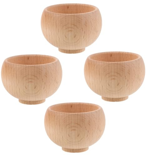 MUELODSIC 4 Piezas Base de Madera sin Terminar para Almohadilla de Agujas Soporte Japonés para Cojín de Costura y Crochet Cuenco Estable para Bordado y Manualidades