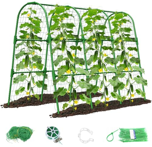MQJIAZHI Enrejado para pepinos para bancales elevados, Enrejado de jardín en Forma de U para Plantas trepadoras al Aire Libre, Enrejado arqueado para hortalizas, Soporte para Plantas trepadoras.
