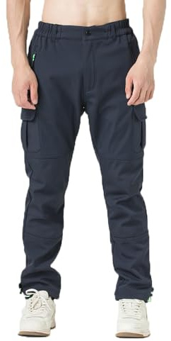 TONY BACKER Pantaloni da Trekking Uomo Escursionismo Multistasche shoftshell Impermeabile Invernali 1012 (IT, Testo, L, Regular, Regular, Blu)