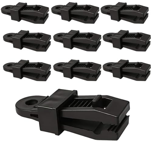 Pinzas para Toldos y Lonas,10 Piezas Tarp Clips de Lona Sujeción, Multifuncional Clip de Tienda de Plastico, Ideal para Tiendas de Campaña, Toldos, Sombrillas, Cubiertas de Coches y Piscinas