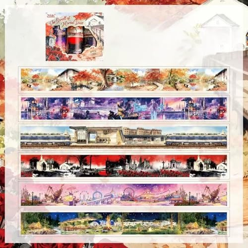 MAGLITT 6 rullar Washi Tape Set Cute Sticker Tape för scrapbooking scrapbooking klistermärken tejp färgglada transparent PET Washitejp för journaling fotoalbum skräp journal tillbehör