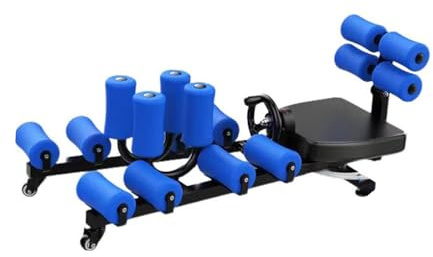 Heavy Duty Benpress Machine, 440LBS Ben Stretch , 0-230° Justerbar Stretching Utrustning, Med Ryggstöd Och Hjul, Förbättra Flexibiliteten Vid(Blue)