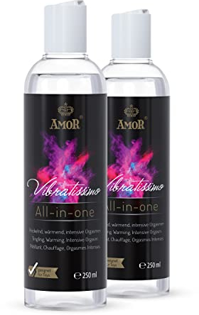 Vibratissimo Play Gel All-in-one 2x250 ml I Warming, Tingling & Climax Enhancing Lubricant I Water-Based lubricants I Lubricant Gel for Toys & Latex Condoms I Water Based Lubrication