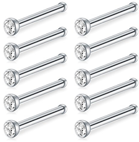 Briana Williams 20G Nasenstecker Edelstahl Nasenring mit 2mm Klar Steine Nasen Stud Stecker Ohr Piercing Schmuck