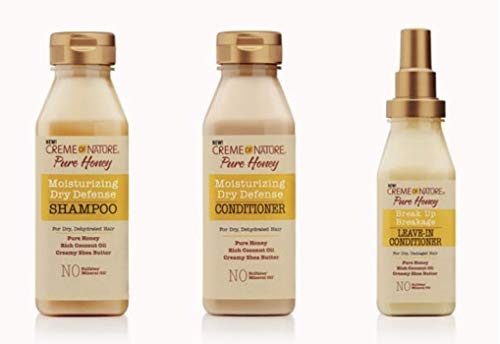 Creme of Nature Moisturizing Dry Defense Pure Honey Hårvårdsset av 3 - Shampoo + Balsam + Leave-in Balsam